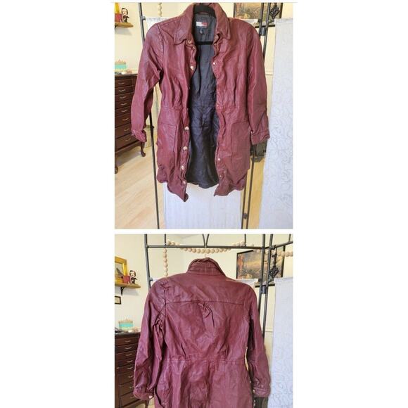 Rent the runway sz 38 6 eu Tommy hilfiger red leather button down shirt dress - Picture 4 of 4